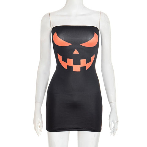 Halloween Skull Letter Tight Dress