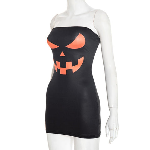 Halloween Skull Letter Tight Dress