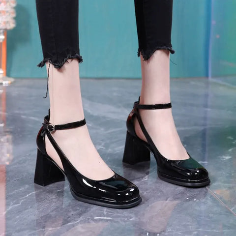 Damen Zehenhoch Runde Fairy Lack Sandalen