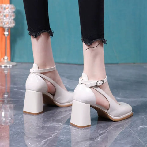 Damen Zehenhoch Runde Fairy Lack Sandalen