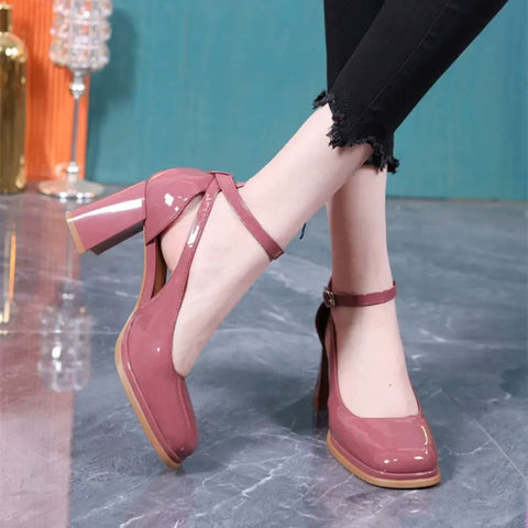 Damen Zehenhoch Runde Fairy Lack Sandalen