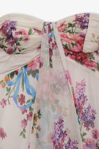 Printed Semi-Transparent Floral Wrap-Around A-line Mini Dress