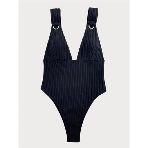 Jill Deep V Neck Ribbed Monokini