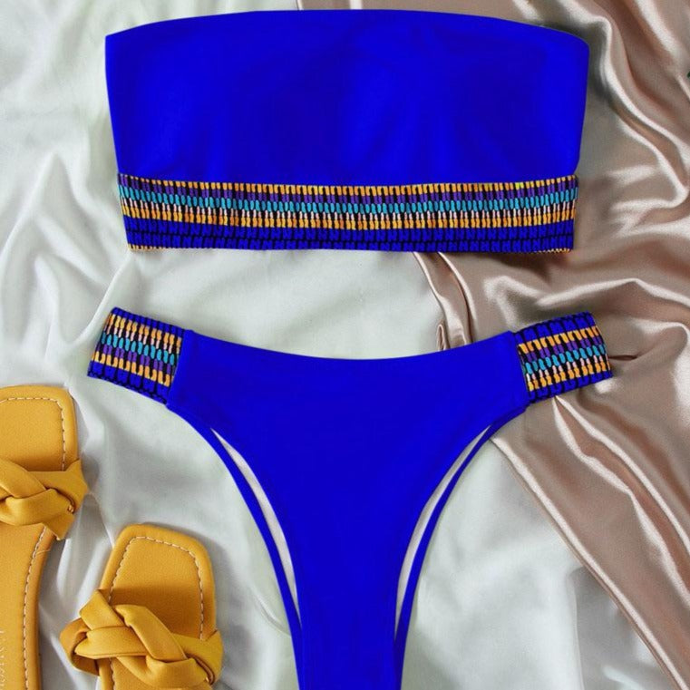 Contrast tube bikini swimwear