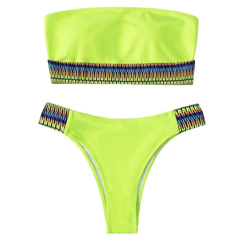 Contrast tube bikini swimwear