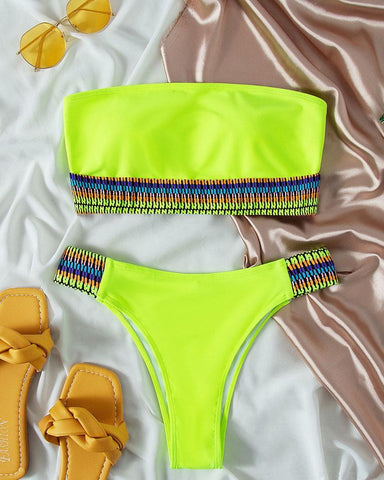 Contrast tube bikini swimwear