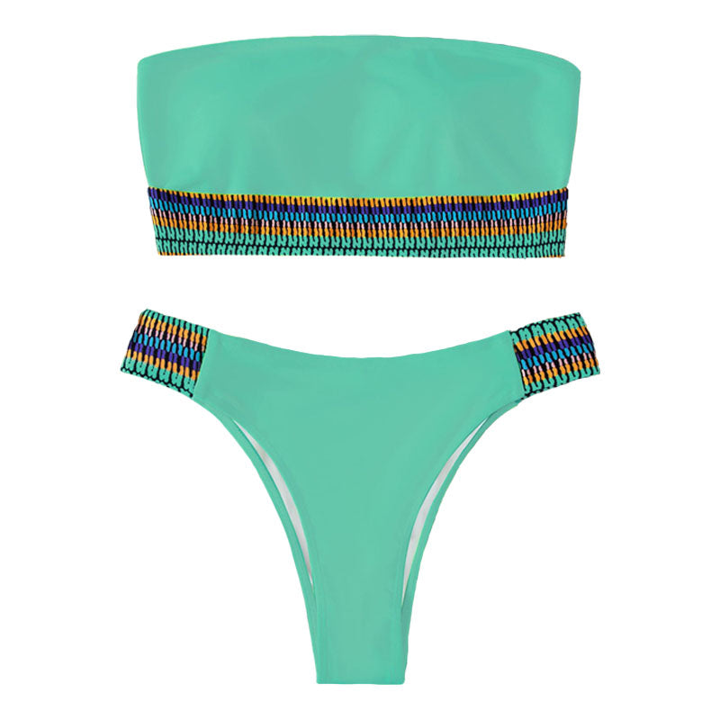 Contrast tube bikini swimwear