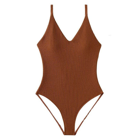 Cross back solid padded one piece swimwear