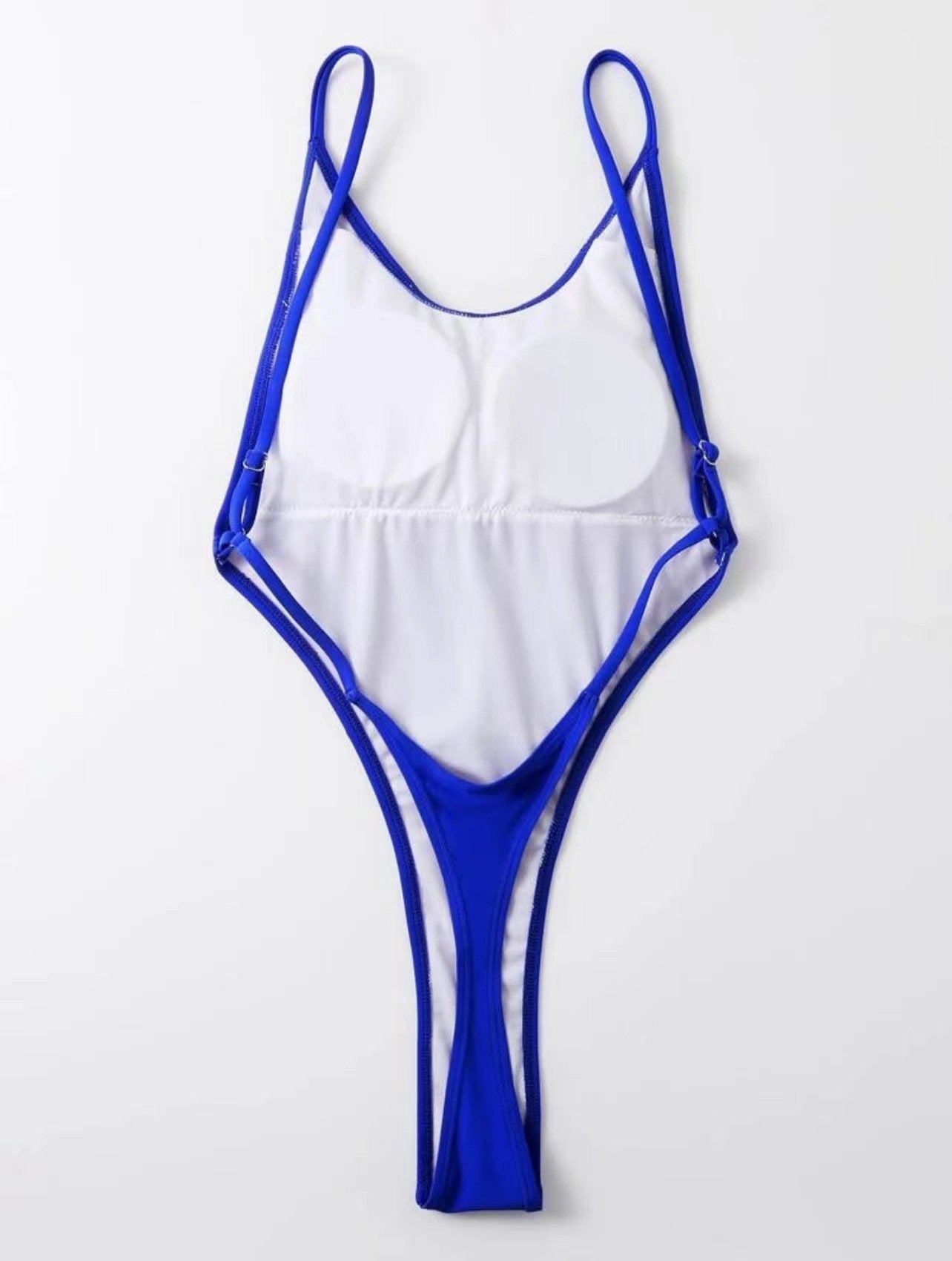 Padded u neck solid backless one piece swimwear