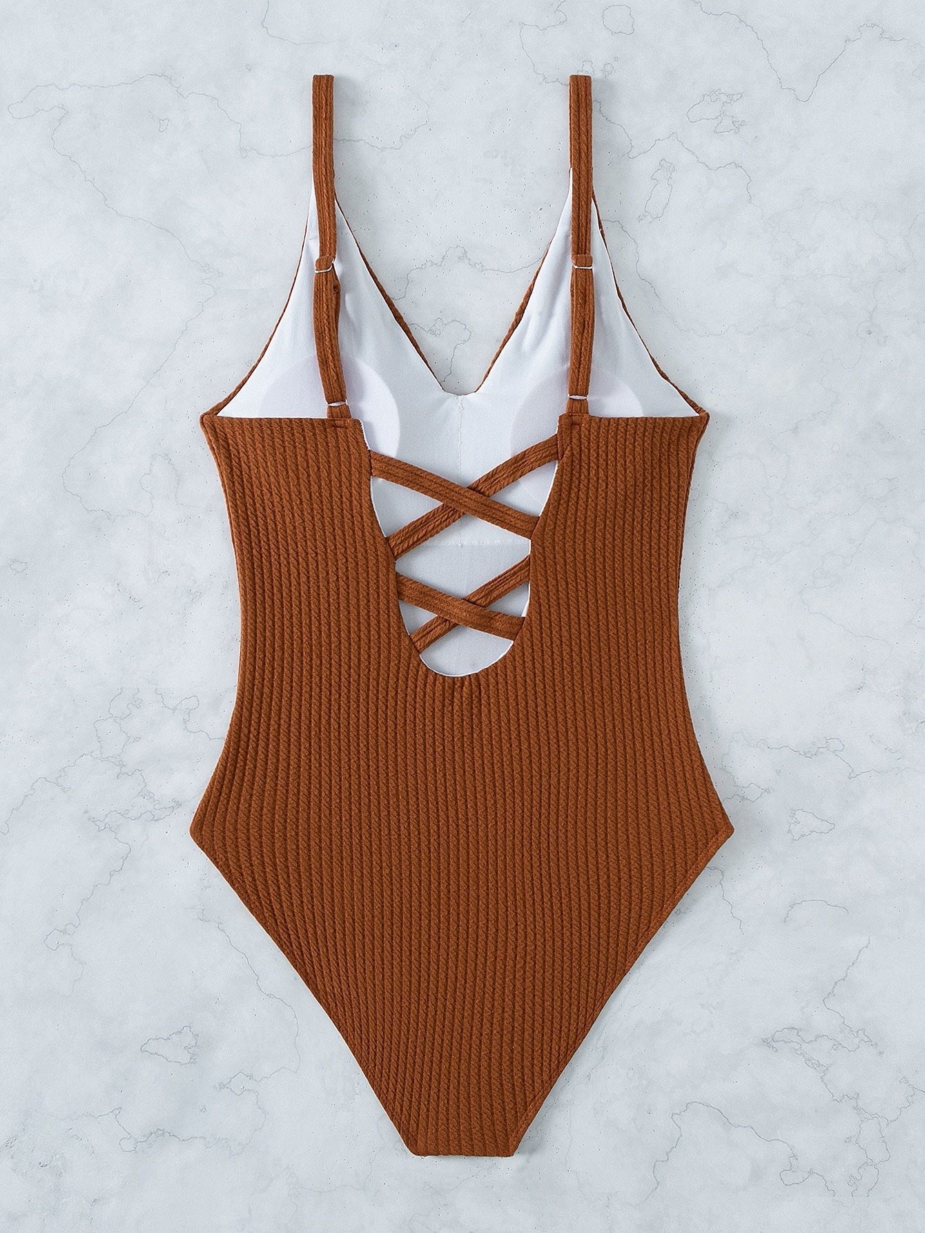 Cross back solid padded one piece swimwear