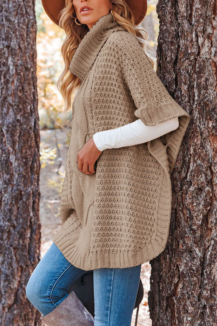 Suéter de punto chal con cuello alto y giro