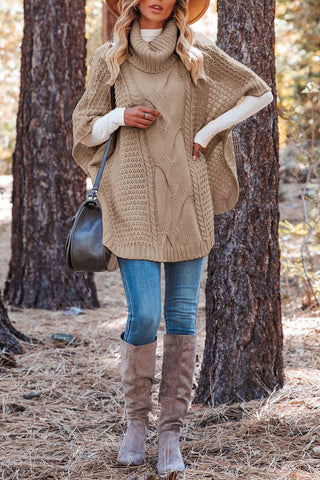 Suéter de punto chal con cuello alto y giro