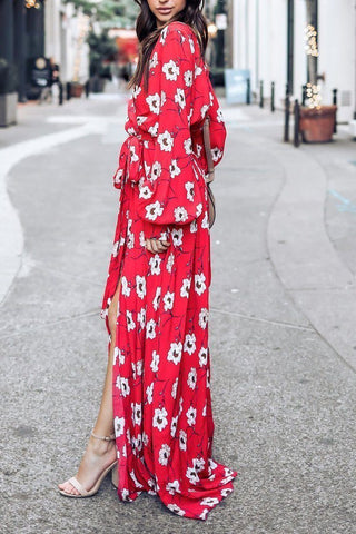 Wondrous Floral Deep V Maxi Dress