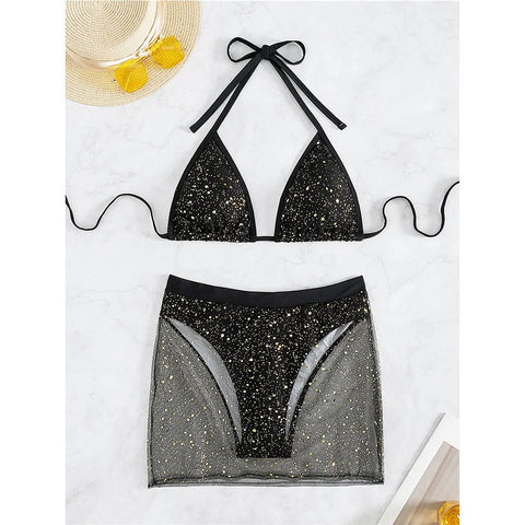 Paris Glitter Sparkling Halter Skirt Bikini