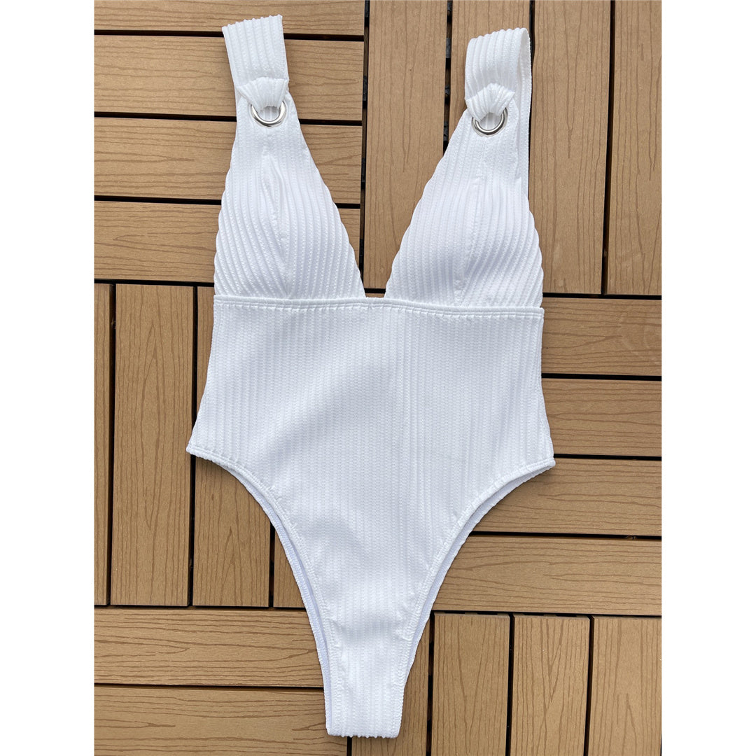 Jill Deep V Neck Ribbed Monokini