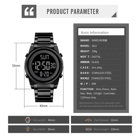 LSW222 Simple Watch - Digital Business Multifunctional Watch