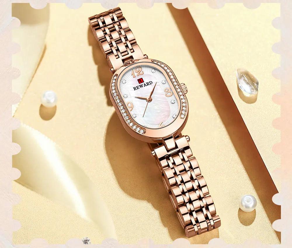 Stainless Steel Rhinestone Simple Watches For GSWB51 Quartz Waterproof