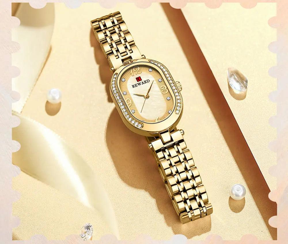 Stainless Steel Rhinestone Simple Watches For GSWB51 Quartz Waterproof