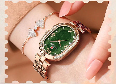 Stainless Steel Rhinestone Simple Watches For GSWB51 Quartz Waterproof