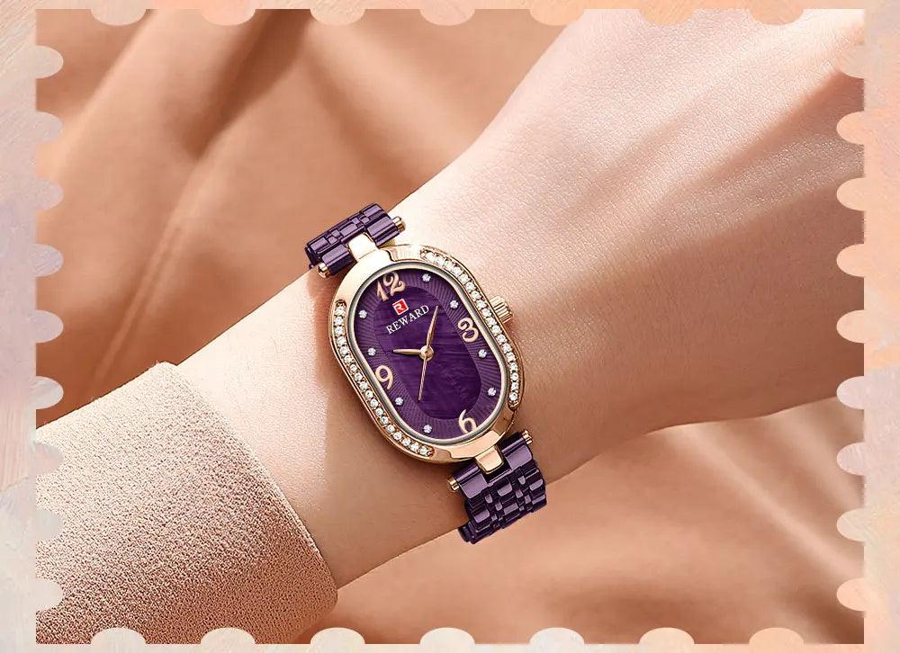 Stainless Steel Rhinestone Simple Watches For GSWB51 Quartz Waterproof