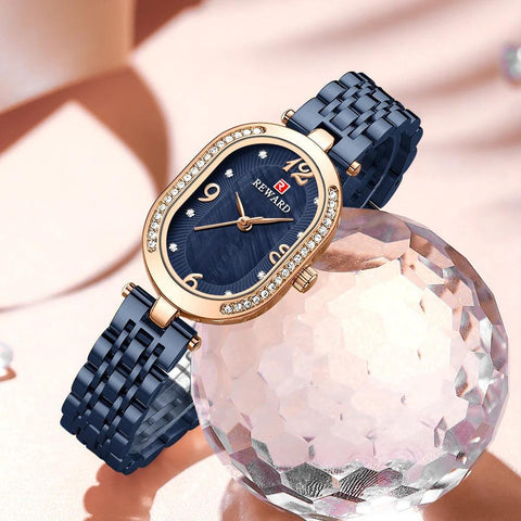 Stainless Steel Rhinestone Simple Watches For GSWB51 Quartz Waterproof