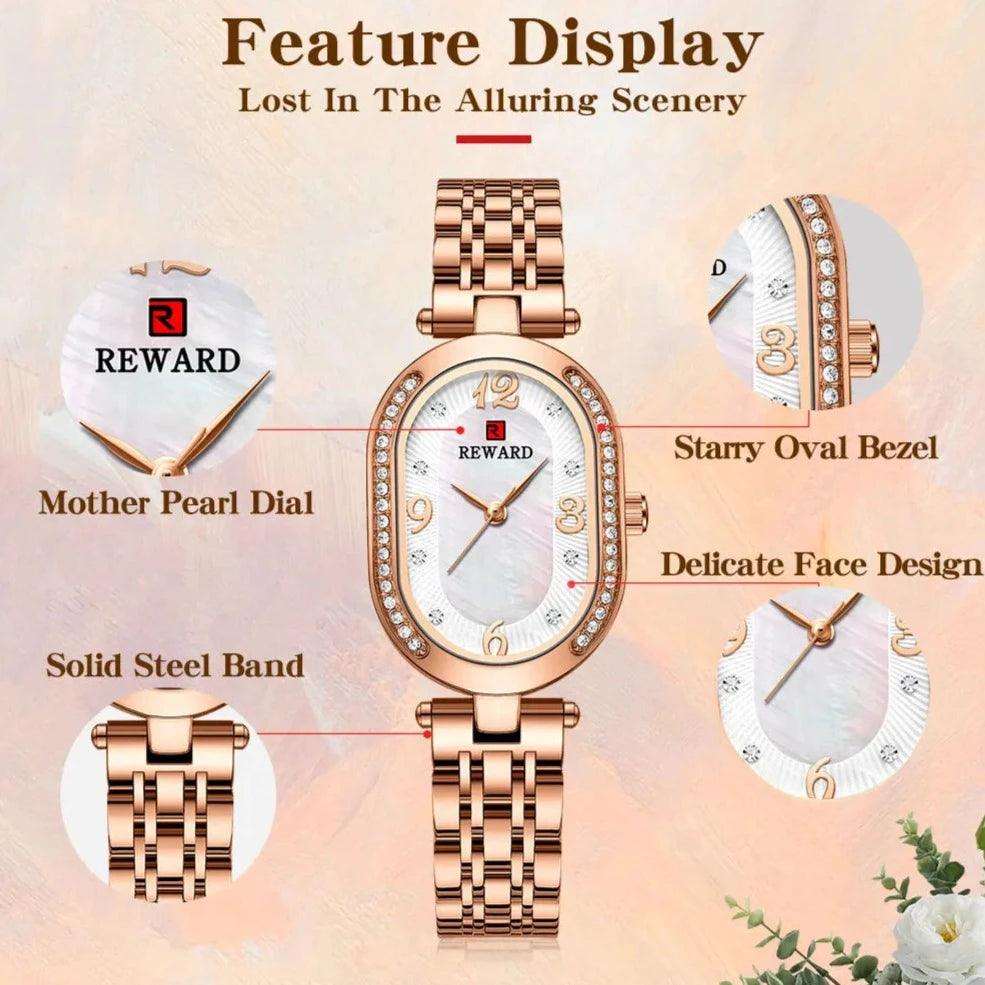 Stainless Steel Rhinestone Simple Watches For GSWB51 Quartz Waterproof