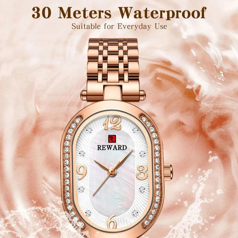 Stainless Steel Rhinestone Simple Watches For GSWB51 Quartz Waterproof