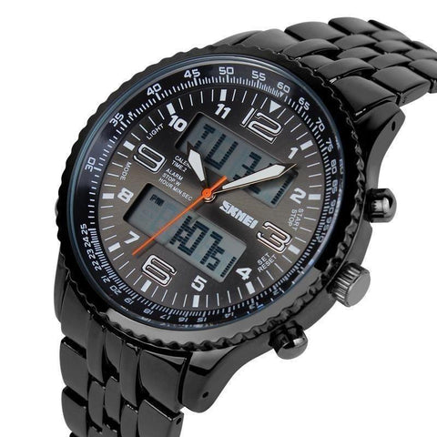 Men Outdoor Sport Watch Alarm Chrono Calendar Waterproof 3Bar Back Light Dual Display Wristwatches 1032