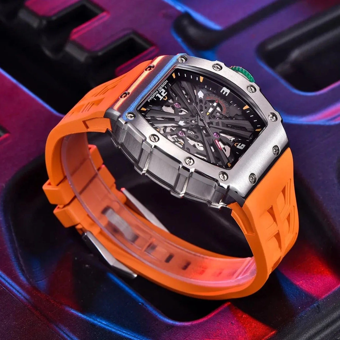 Simple Quartz Skeleton Sport Watch PD-1738 | Waterproof Rectangle Design