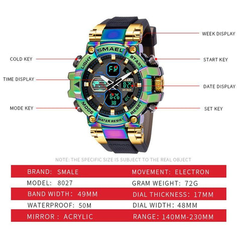 Simple Watch MSCWDD16  Waterproof Sport Dual Display Wristwatch Fashion