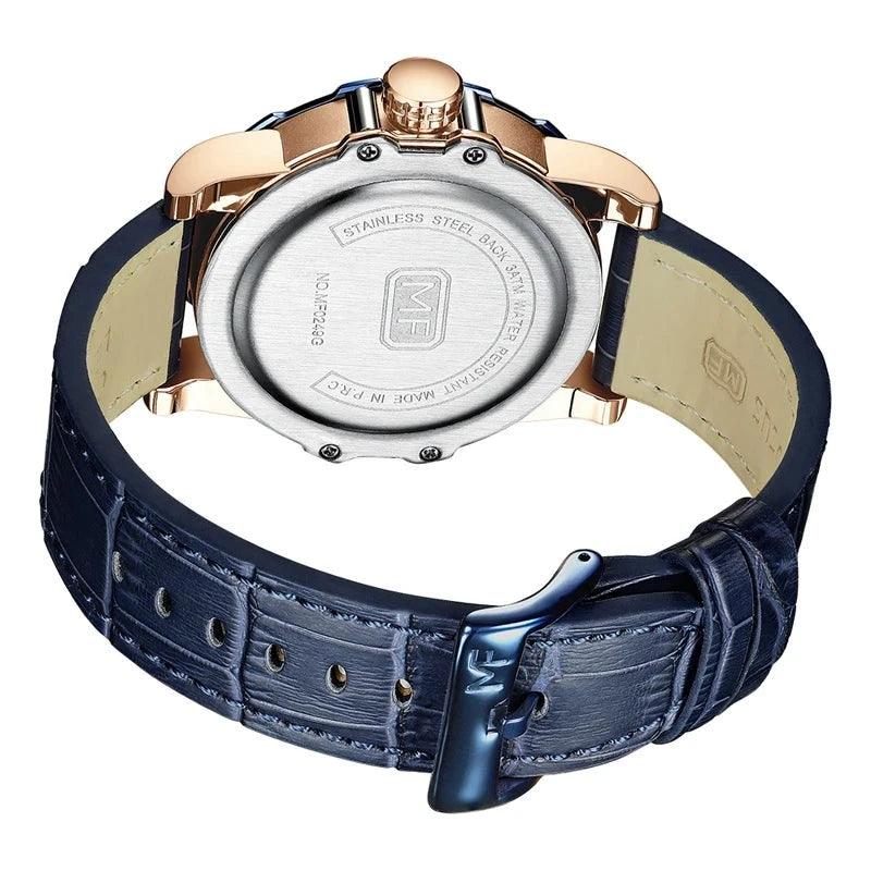 Watches Top Sport style Design Quartz Watch Men Blue Leather Strap 30M Waterproof