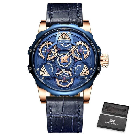 Watches Top Sport style Design Quartz Watch Men Blue Leather Strap 30M Waterproof