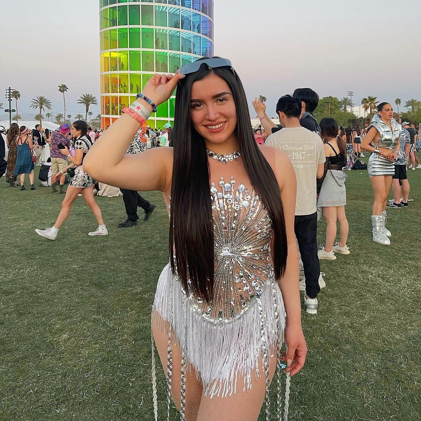 All About The Shine Crystal Fringe Bodysuit