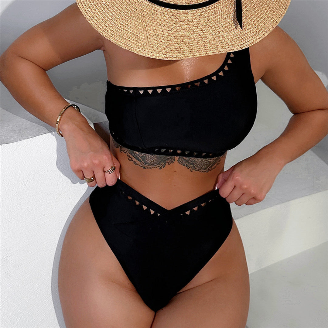 Fiona Hollow Out One Shoulder High Waist Bikini