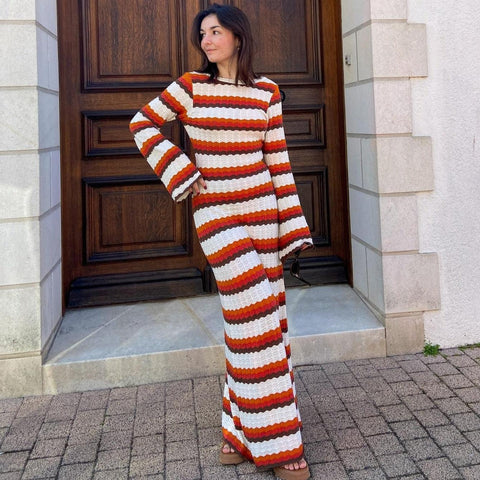 Rainbow Wishes Cotton Knitted Maxi Dress