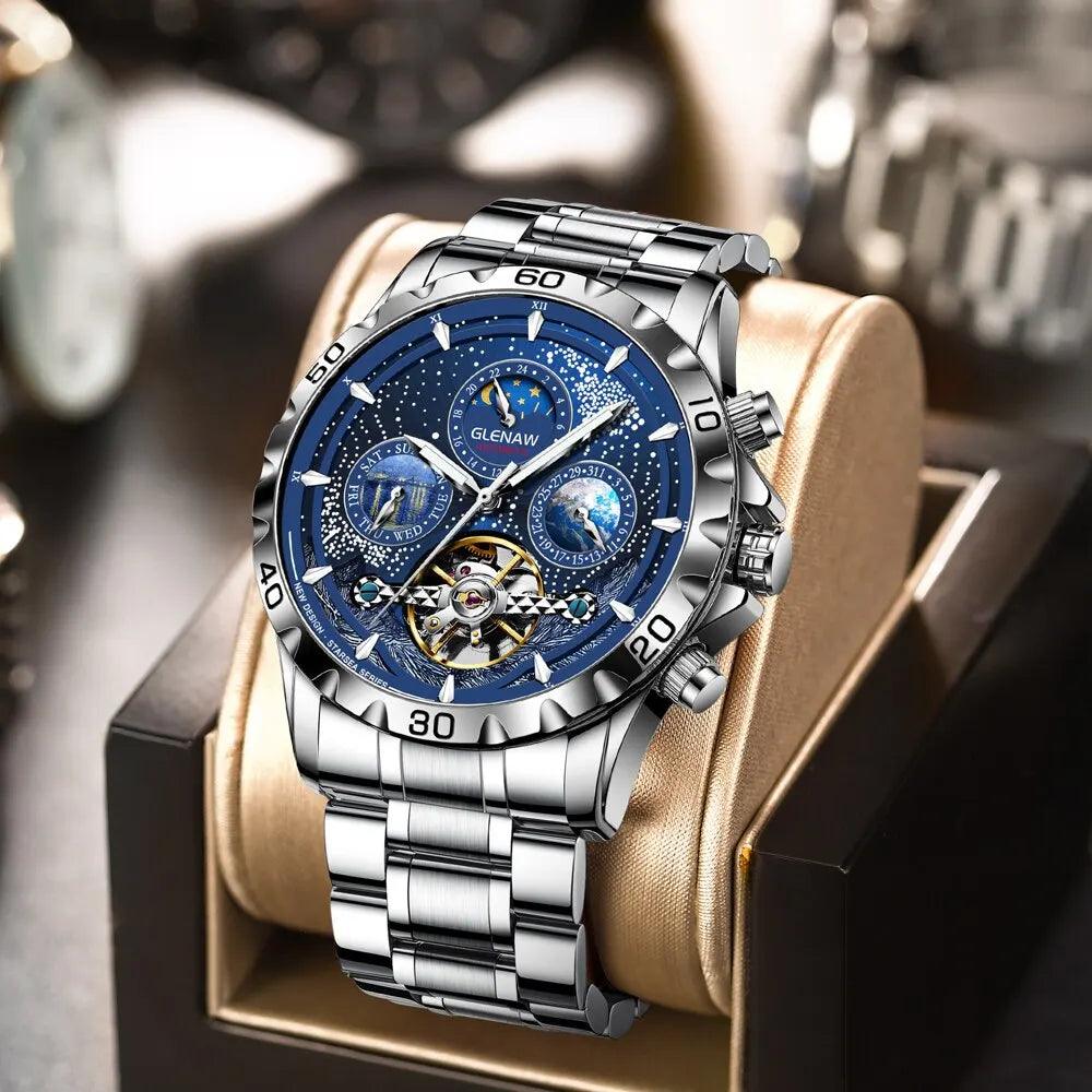 Labaled Watch Simple MSW8916 Men's Simple Watch - Starry Sky Moon Phase Mechanical Watches ...