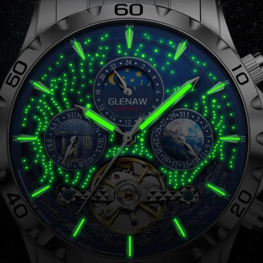 MSW8916 Simple Watch - Starry Sky Moon Phase Mechanical Watches