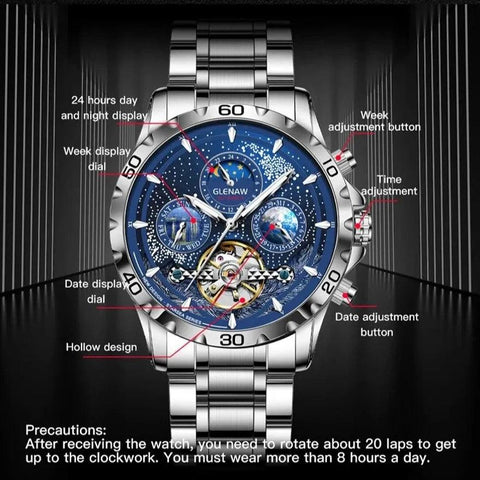 MSW8916 Simple Watch - Starry Sky Moon Phase Mechanical Watches