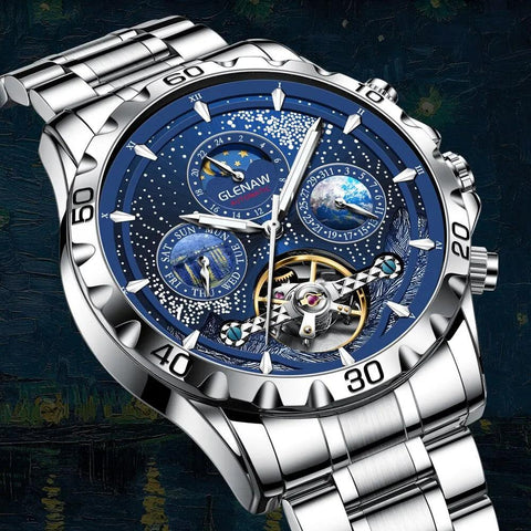 MSW8916 Simple Watch - Starry Sky Moon Phase Mechanical Watches