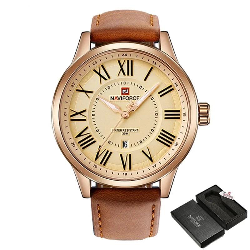 NF9126 Simple Watch - Leather Strap Sports Quartz Wristwatch