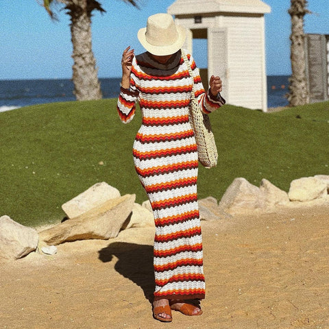 Rainbow Wishes Cotton Knitted Maxi Dress