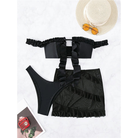 Vickie Off Shoulder Ruffled Frilled Bikini