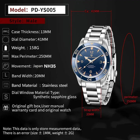 PDYS005 Classic Automatic Mechanical Sports Simple Watch