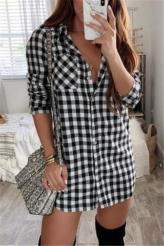 V Neck Pockets Loose Dress