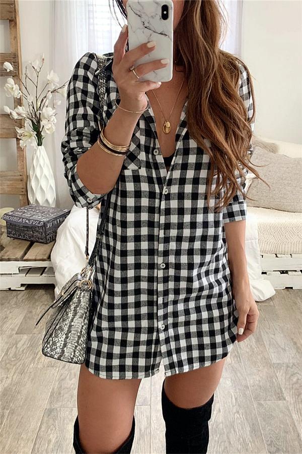 V Neck Pockets Loose Dress