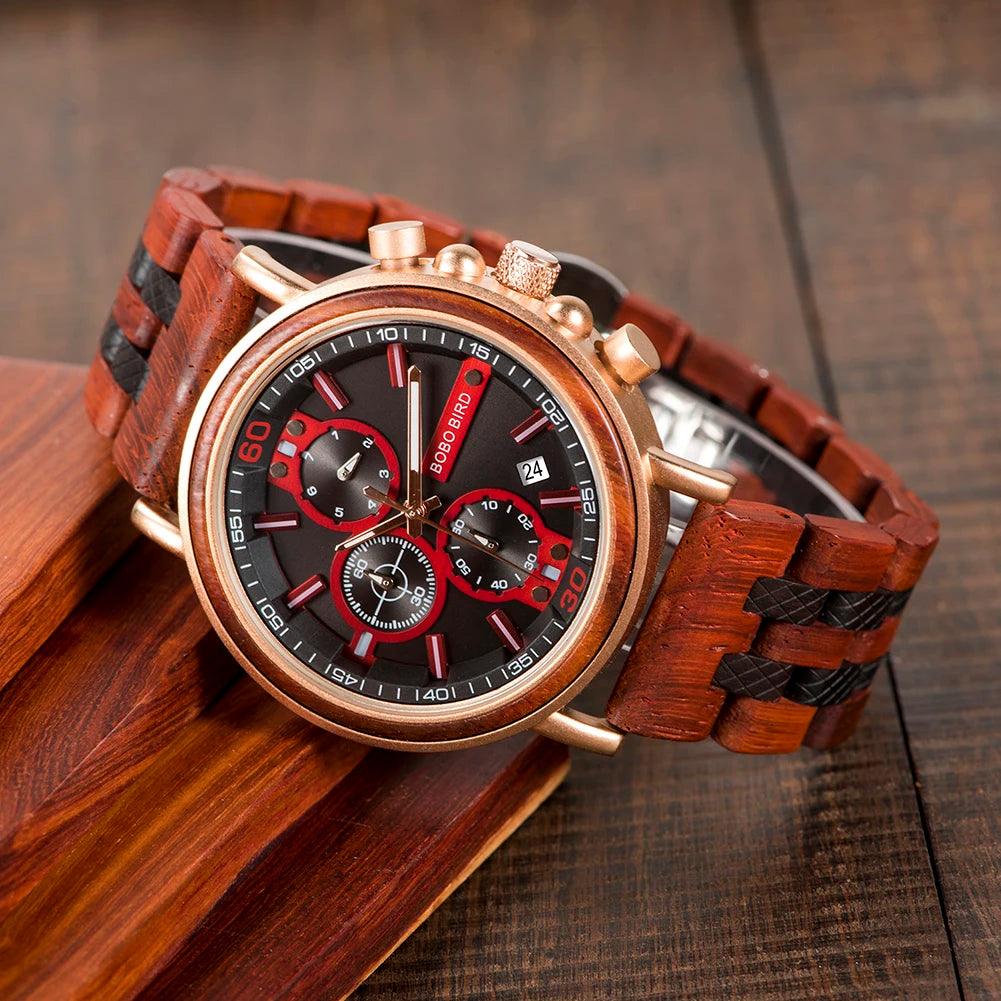 S18 Simple Wooden Watch: Stylish Chronograph