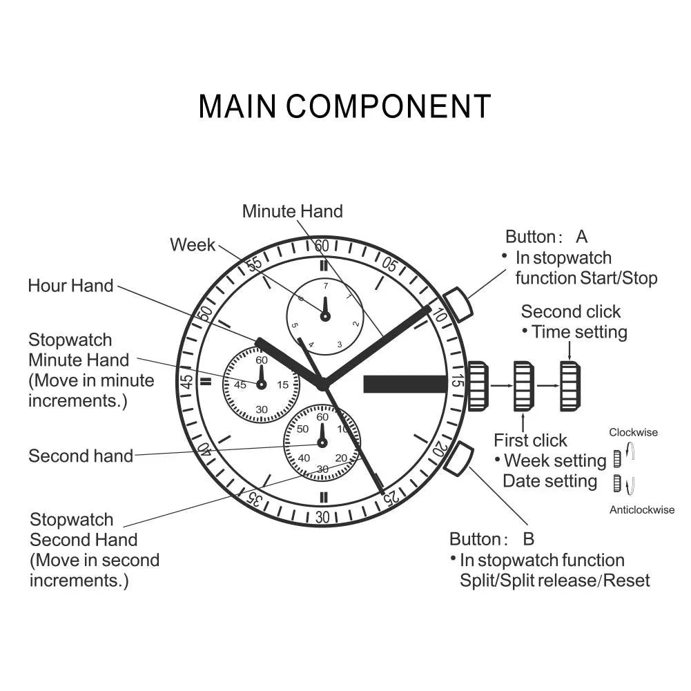 S18 Simple Wooden Watch: Stylish Chronograph