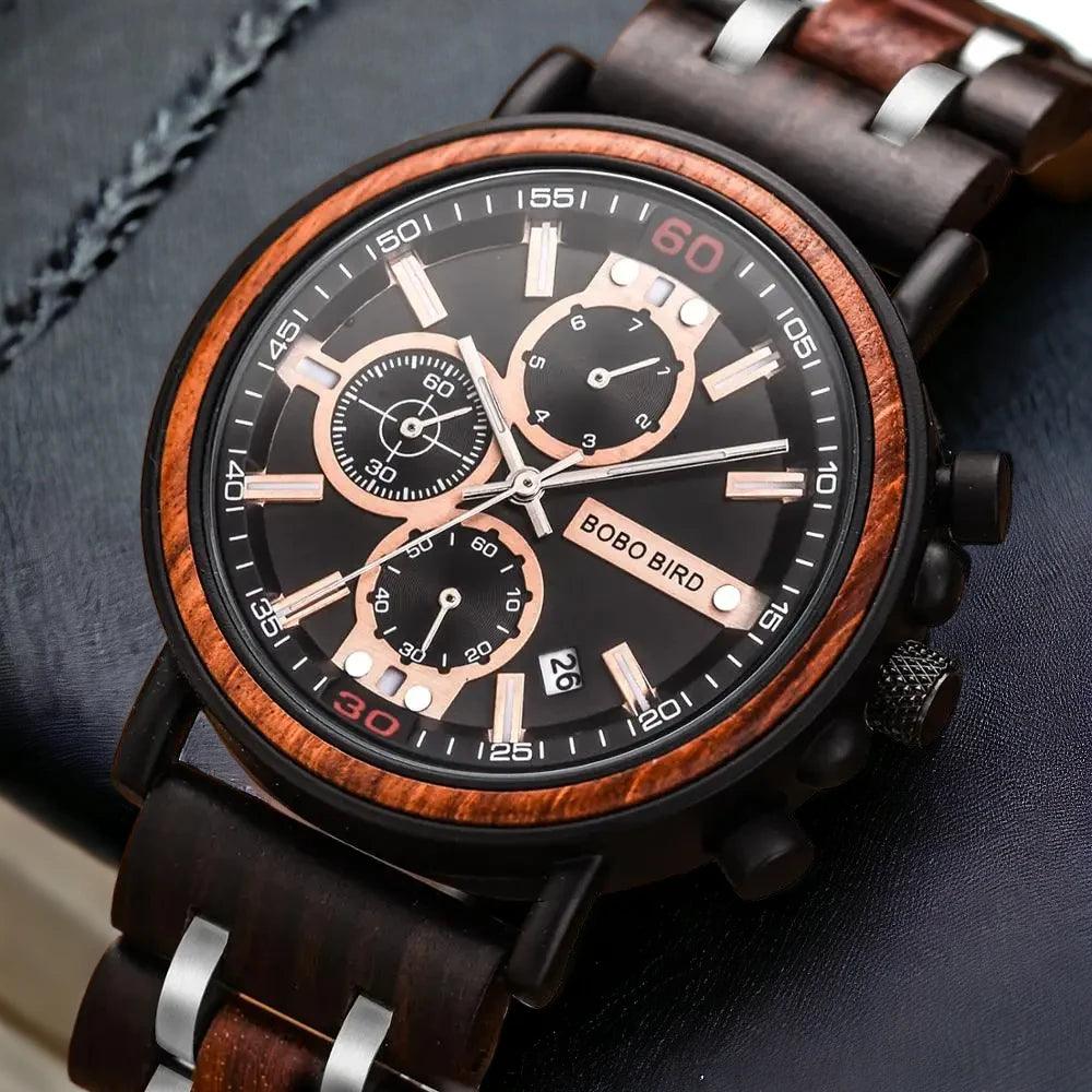 S18 Simple Wooden Watch: Stylish Chronograph