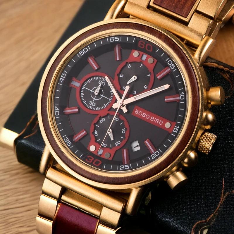 S18 Simple Wooden Watch: Stylish Chronograph