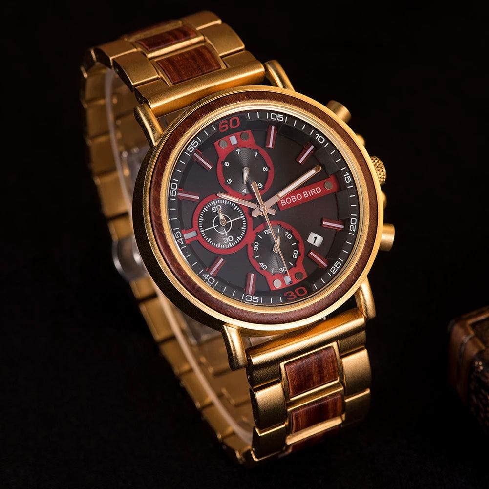 S18 Simple Wooden Watch: Stylish Chronograph